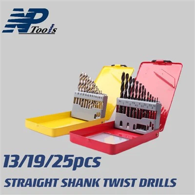 13/19/25 Stück Spiralbohrer mit geradem Schaft und Eisenbox